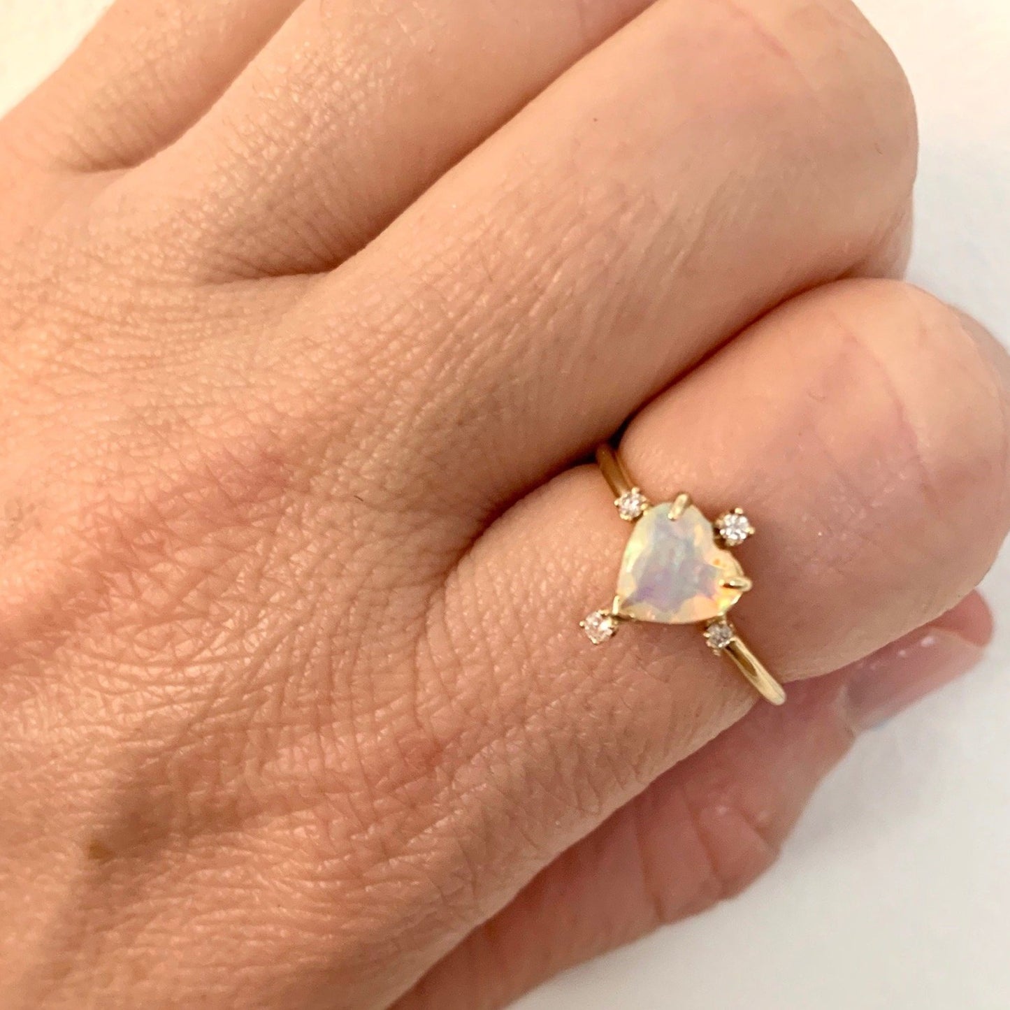 Open Your Heart- Opal and Diamond Heart ring